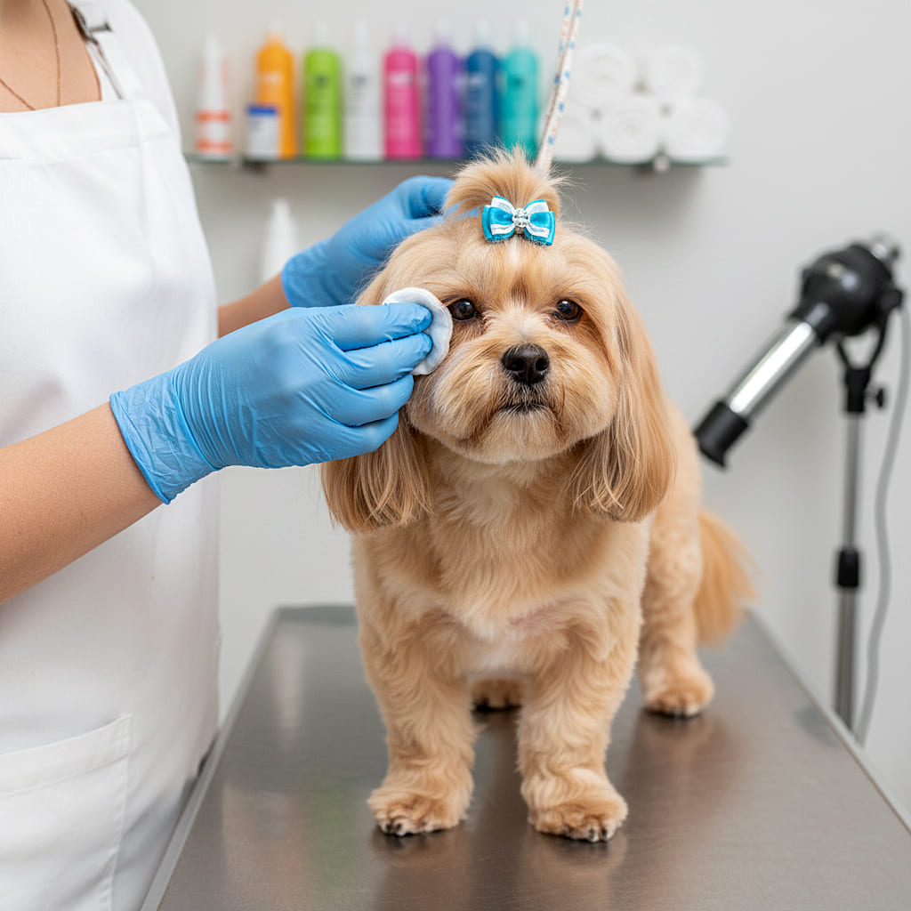 Perfil Canino - Lhasa limpando os olhos