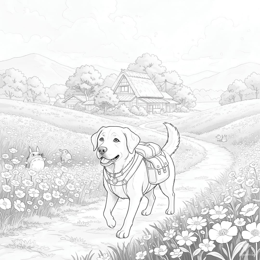 Perfil Canino - Ilustração do livro de colorir do Labrador Retriever