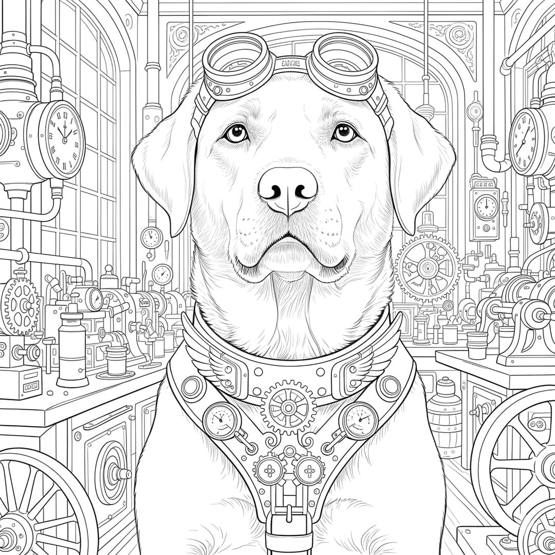 Perfil Canino - Ilustração do livro de colorir do Labrador Retriever