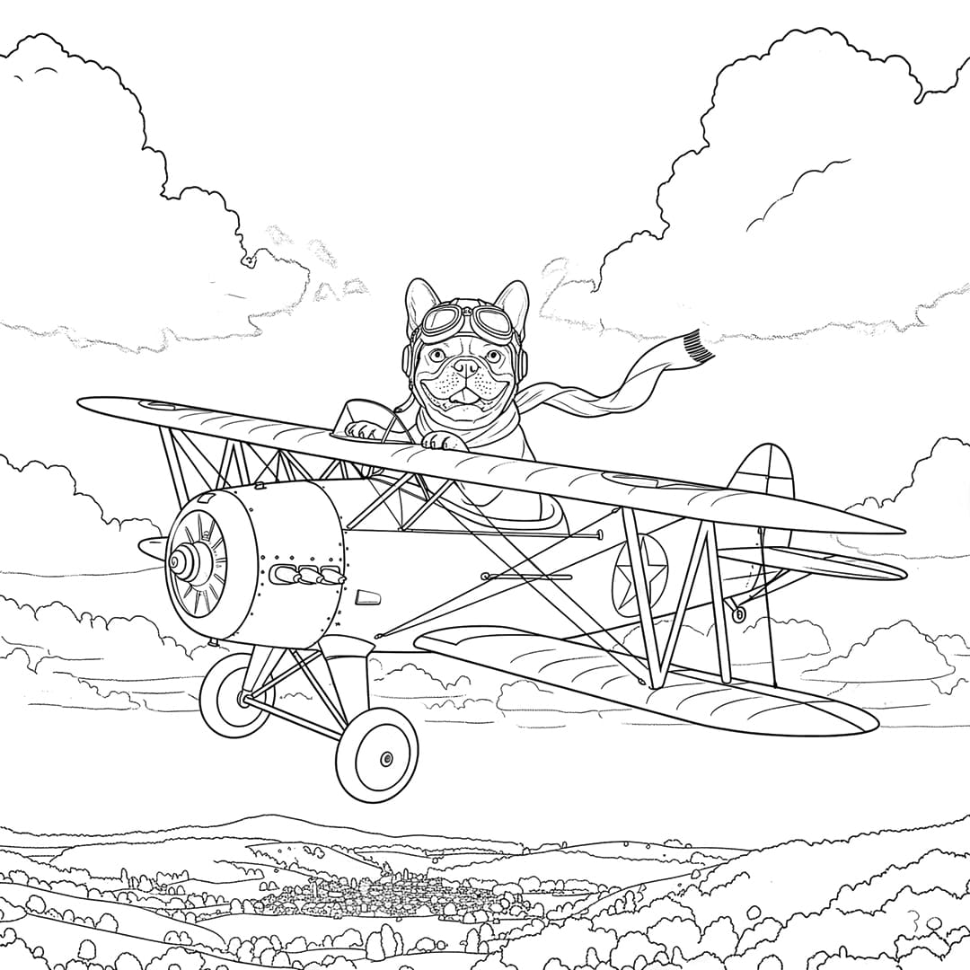 Perfil Canino - Ilustração do livro de colorir do Buldogue Francês