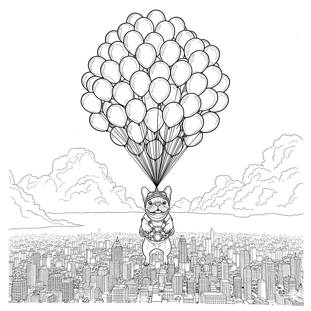 Perfil Canino - Ilustração do livro de colorir do Buldogue Francês