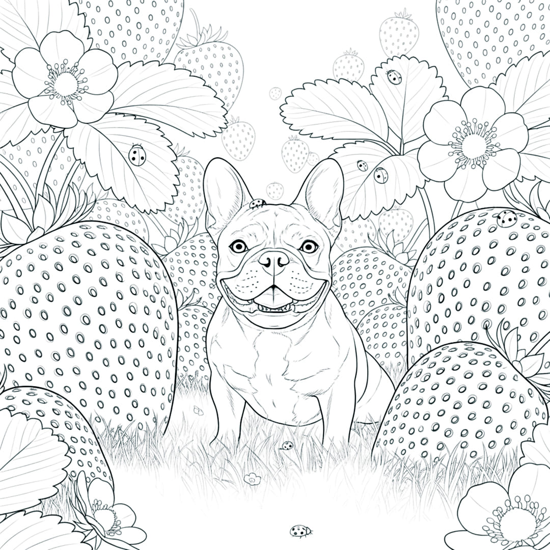 Perfil Canino - Ilustração do livro de colorir do Buldogue Francês