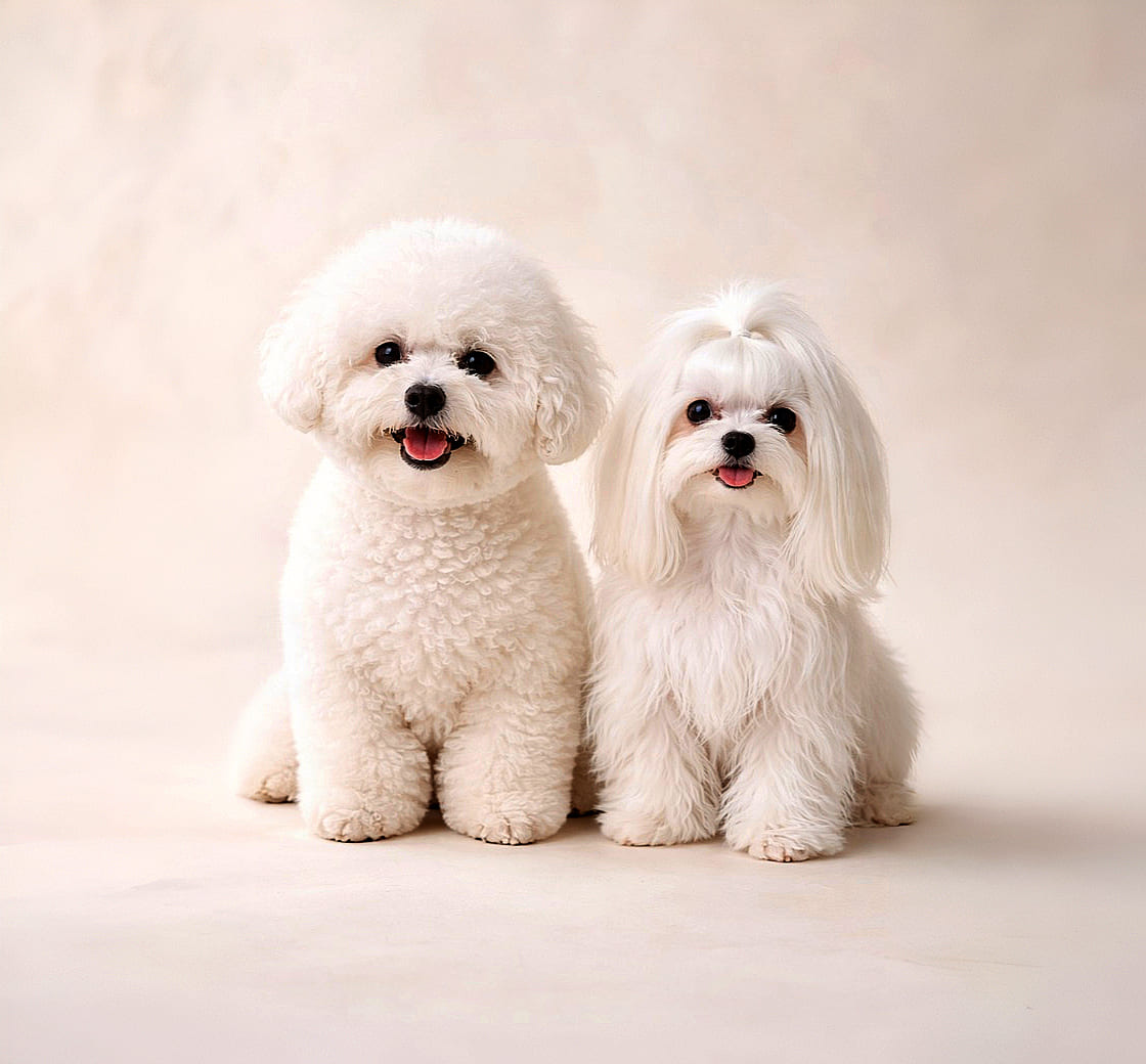 Perfil Canino - Bichon Frisé (esquerda) e Maltês (direita)